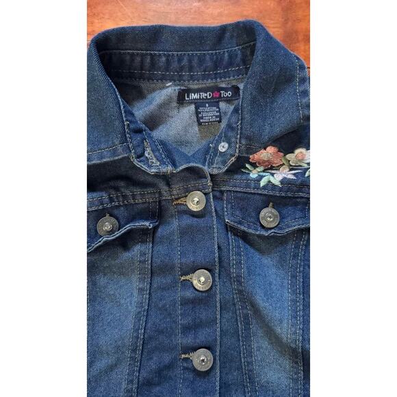 Limited Too Girls Denim Vest Jacket – Floral Embroidered Jean Vest - Picture 2 of 12